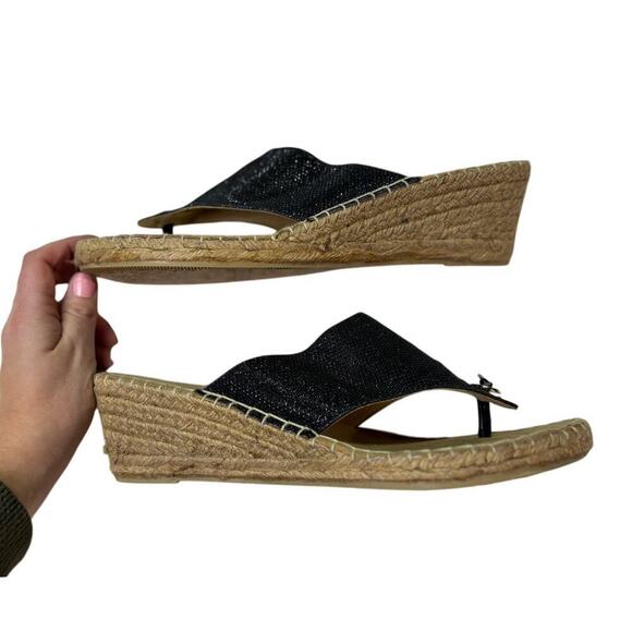 Croft & Barrow Black Shimmery Wedge Sandal/ Flip Flop/ Slip-On Shoe Women's 11 - Picture 5 of 10